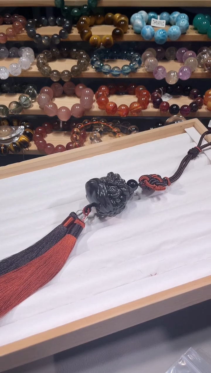 未镶嵌黑曜岩手链A265黑橘黑曜石车挂多样性发一