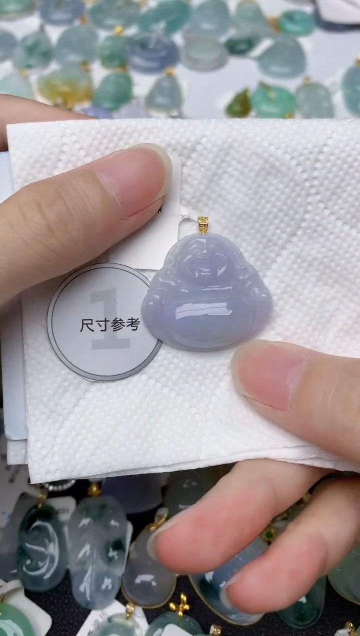 翡翠18K金镶嵌颈饰天然A货翡翠