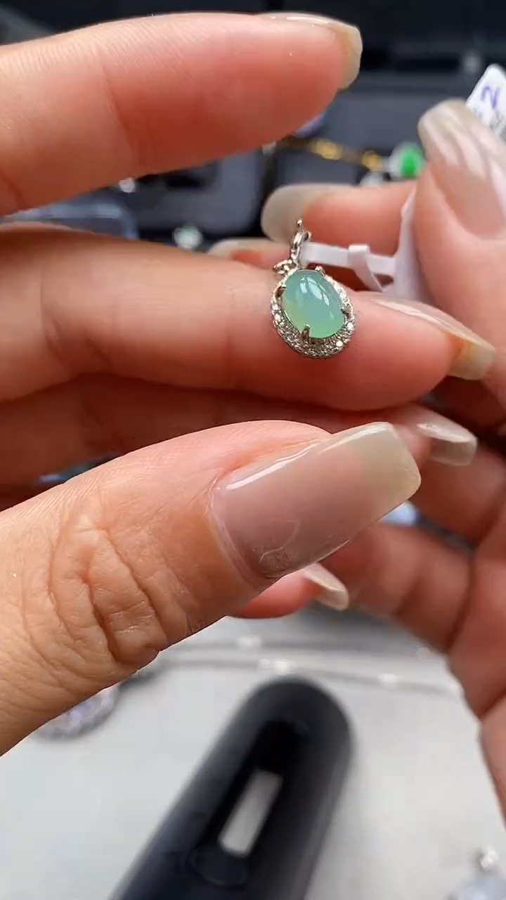 翡翠戒指银S925镶嵌6132