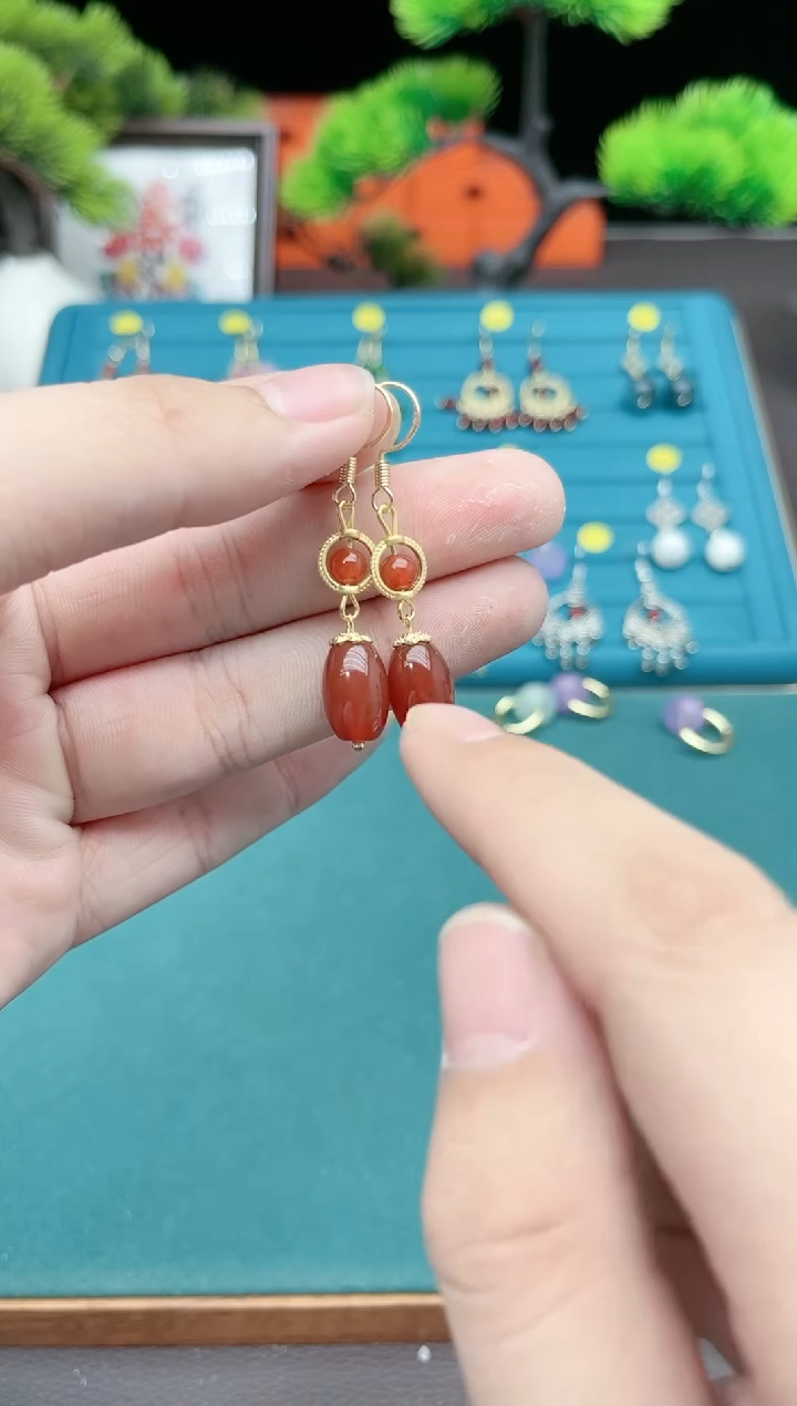 【闪购商品】南红玛瑙耳饰银S925镶嵌525000