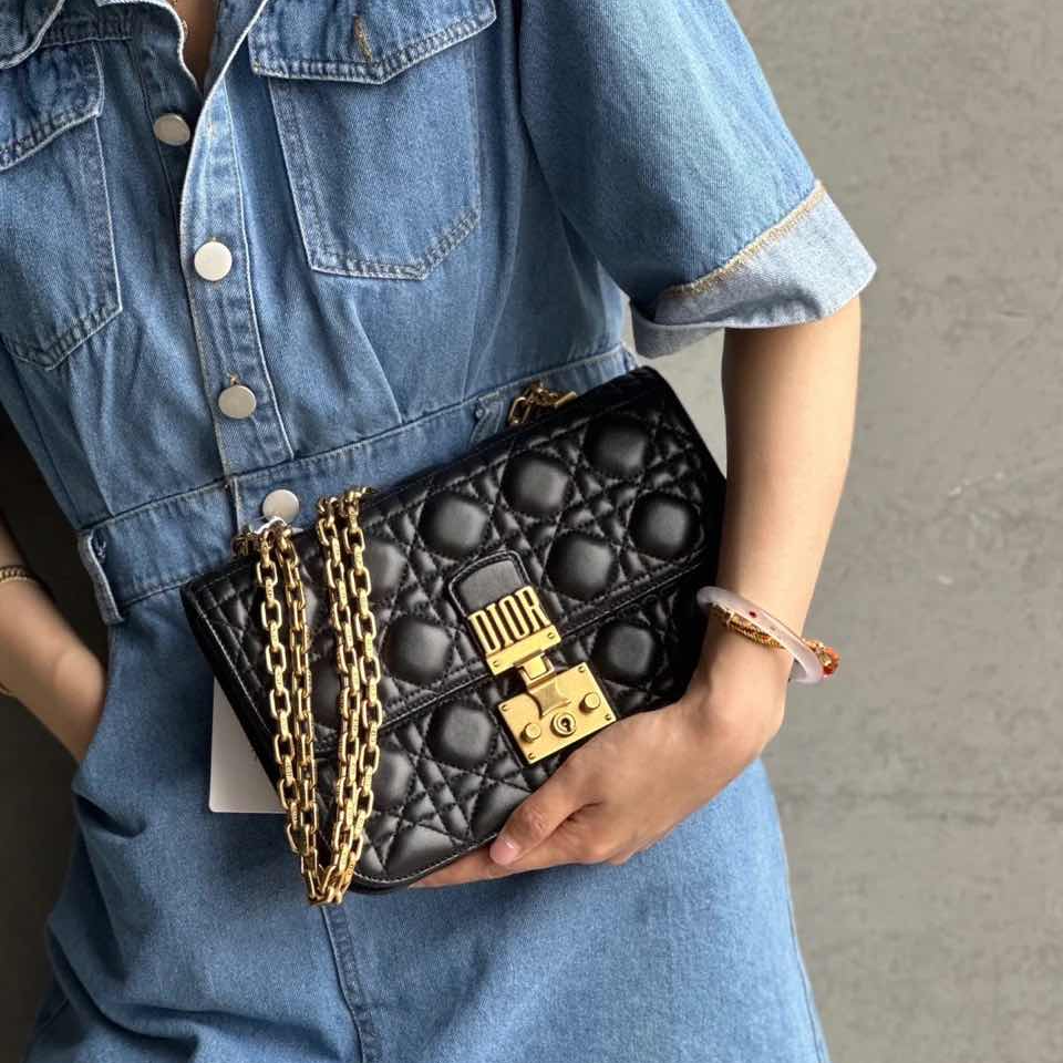 95新 DIOR/迪奥 -288 黑黑 金扣 Dior Addict 小号 21 链条肩带包