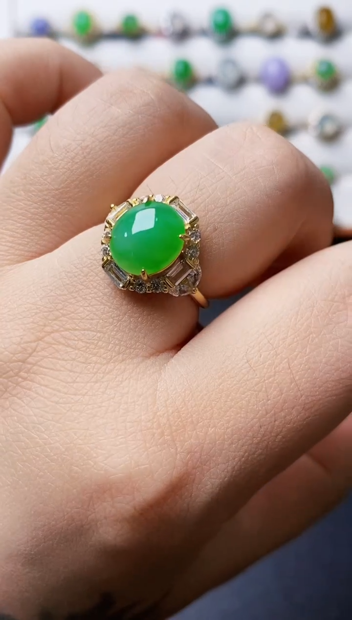 银S925镶嵌戒指翡翠0021