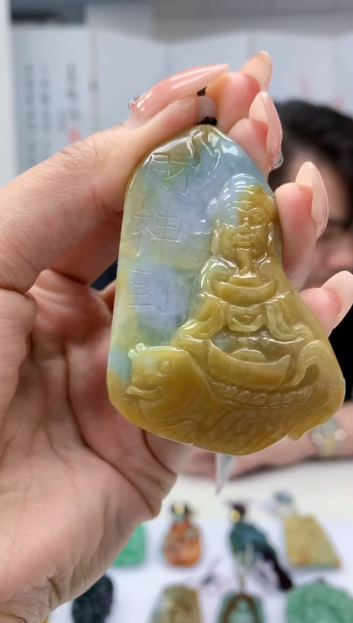 【闪购商品】定制翡翠未镶嵌5060MM-毛货挂件31