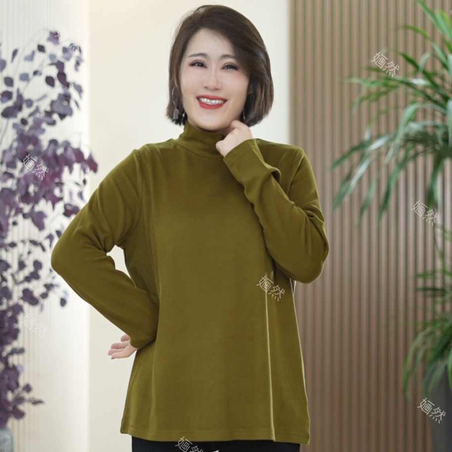 半高领膨体双面澳绒蓄热锁温保暖打底衫绵柔亲肤高弹力秋冬上衣女