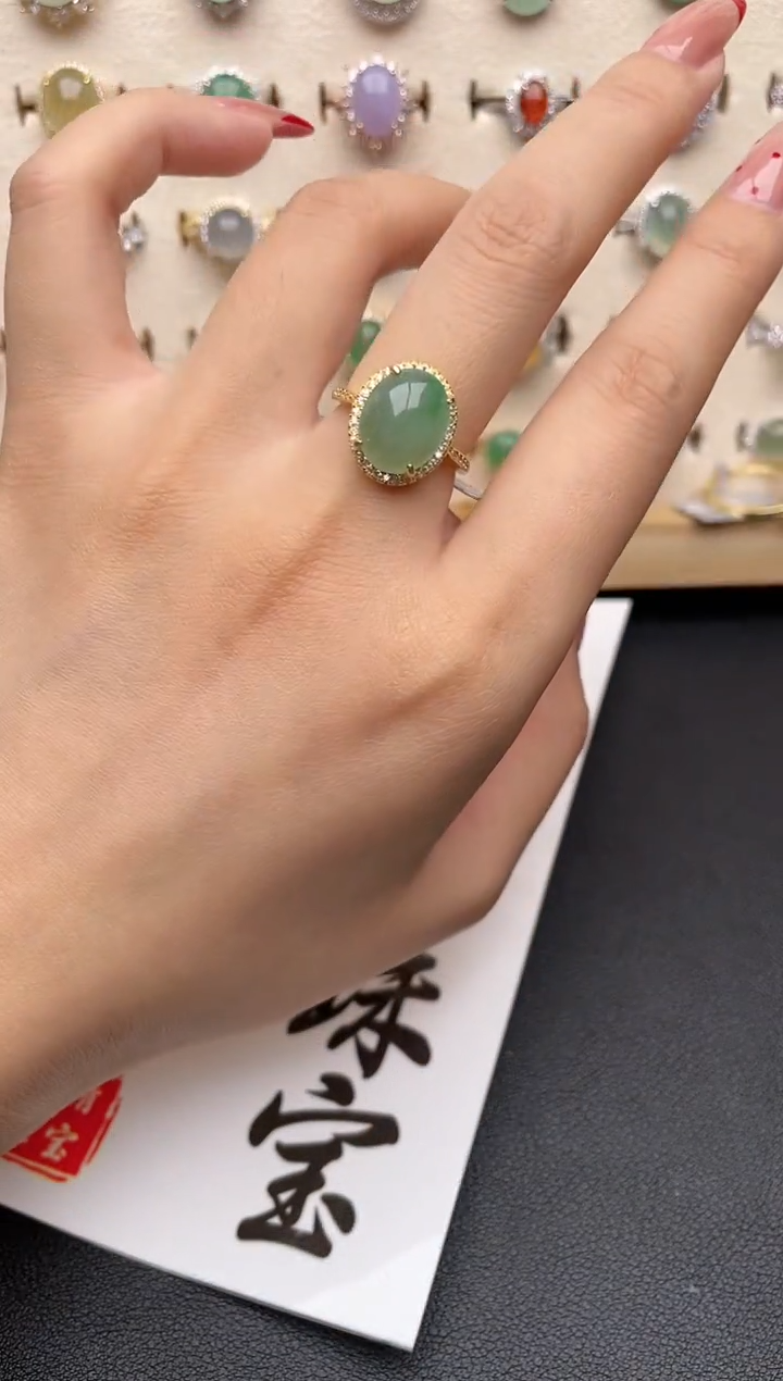 【闪购商品】翡翠戒指银S925镶嵌一物一证一礼盒