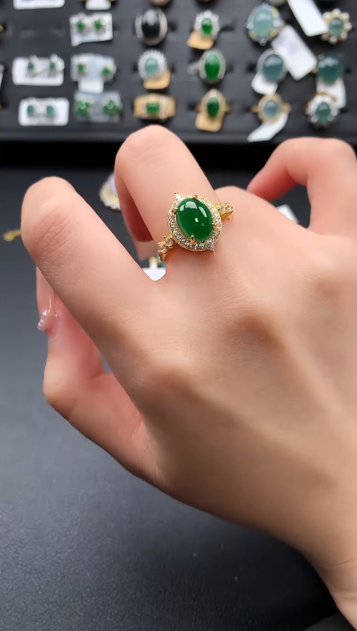 【闪购商品】翡翠戒指银S925镶嵌52141