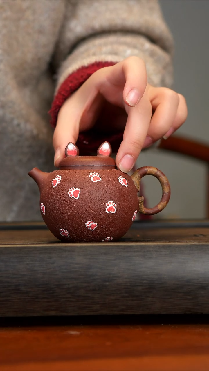 【闪购商品】紫砂茶壶紫泥猫咪壶