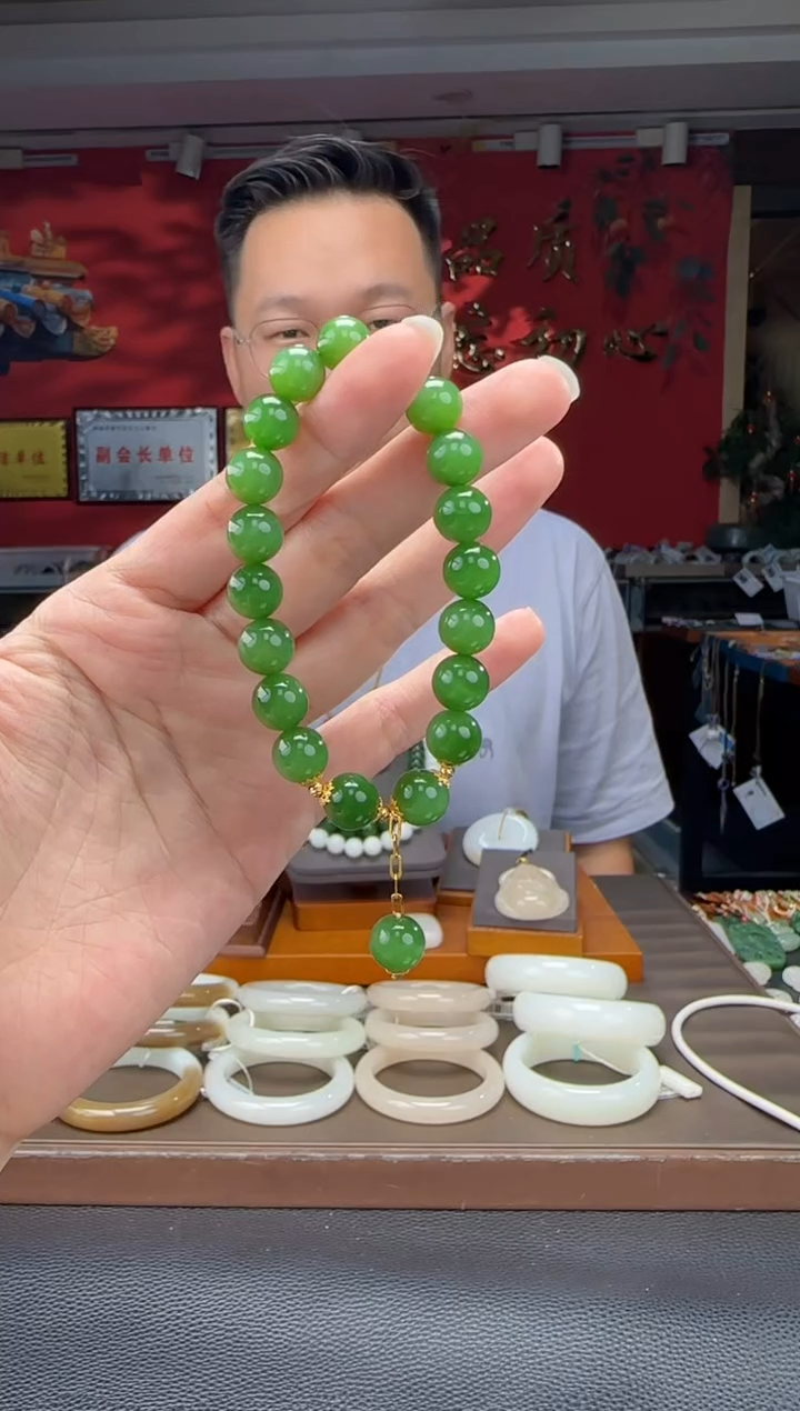 手串未镶嵌和田玉碧玉猫粉绿diy单圈手串