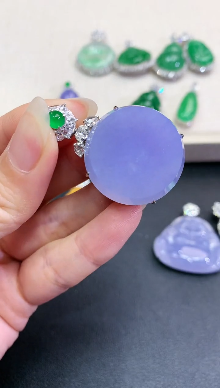 【闪购商品】翡翠吊坠(不含链)18K金镶嵌D45   紫货有色差