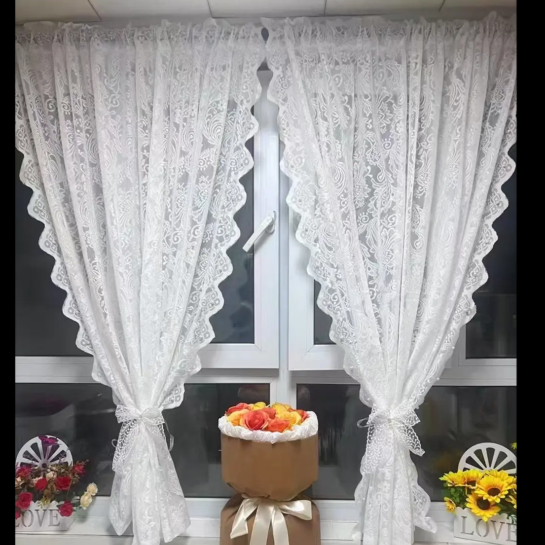 【新疆包邮】法式梦幻门帘窗帘美式复古卧室厨房客厅纱帘badam 01