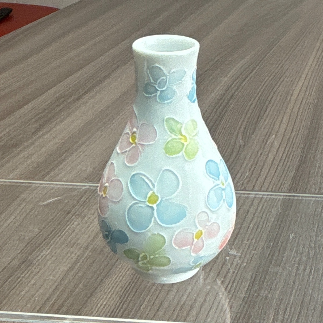 94号商品重工手绘花瓶加两朵陶瓷花一朵铜钱草