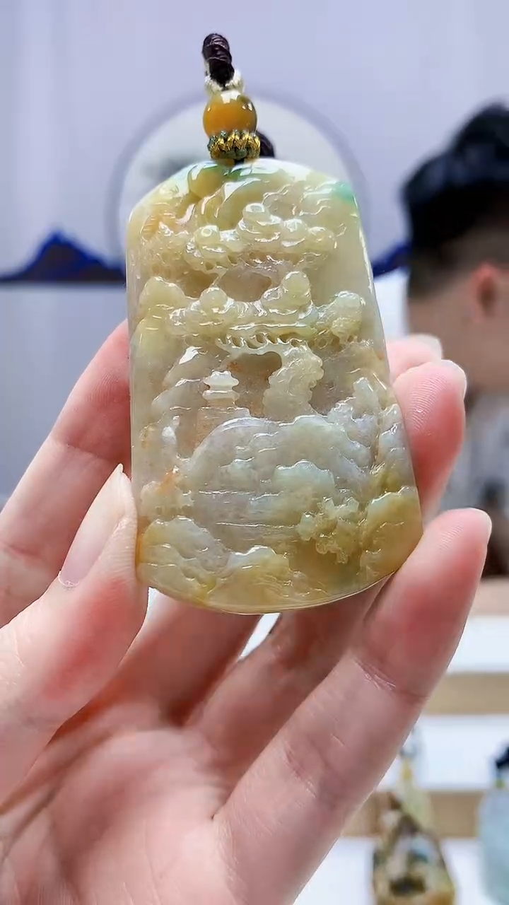 未镶嵌定制翡翠5028zm-毛货挂件77山水