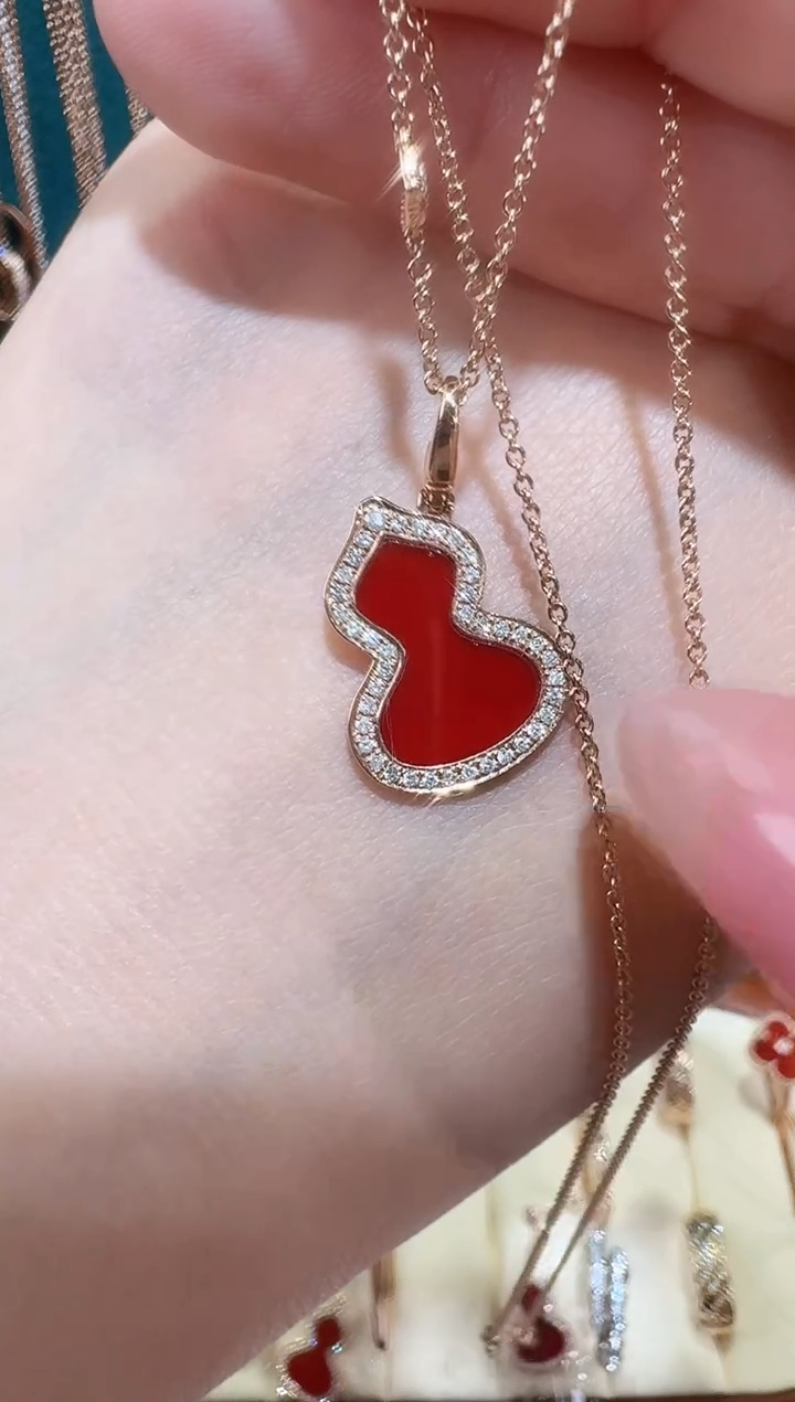 【闪购商品】钻石套链18K金镶嵌红色葫芦套链