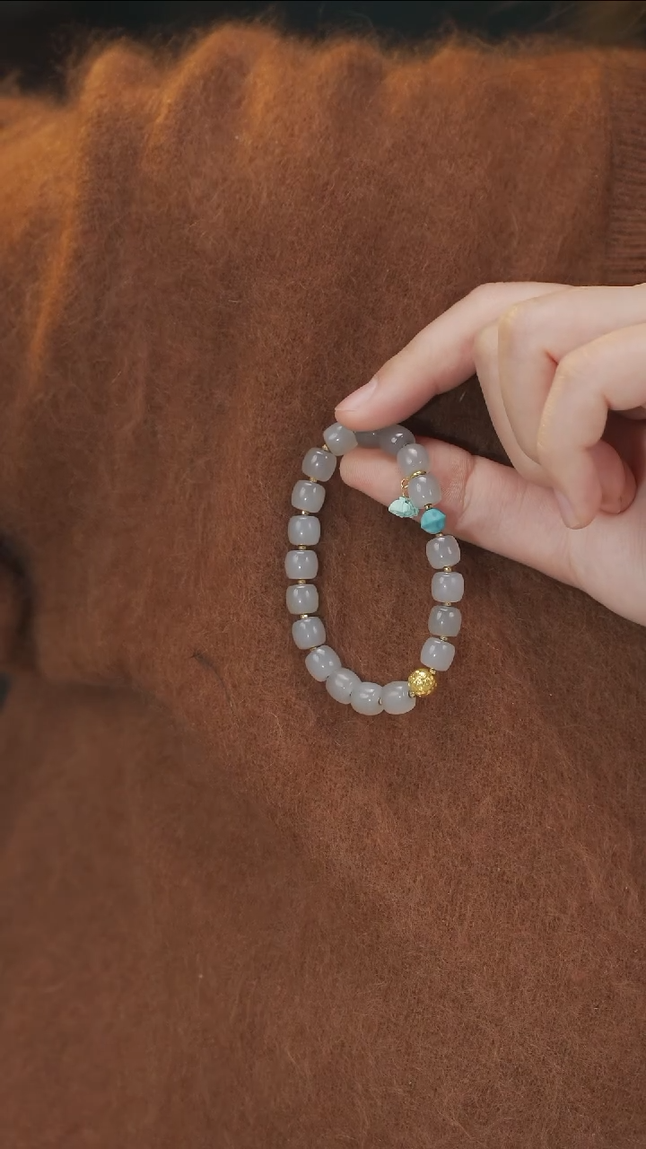 【闪购商品】和田玉手串18K金镶嵌手串