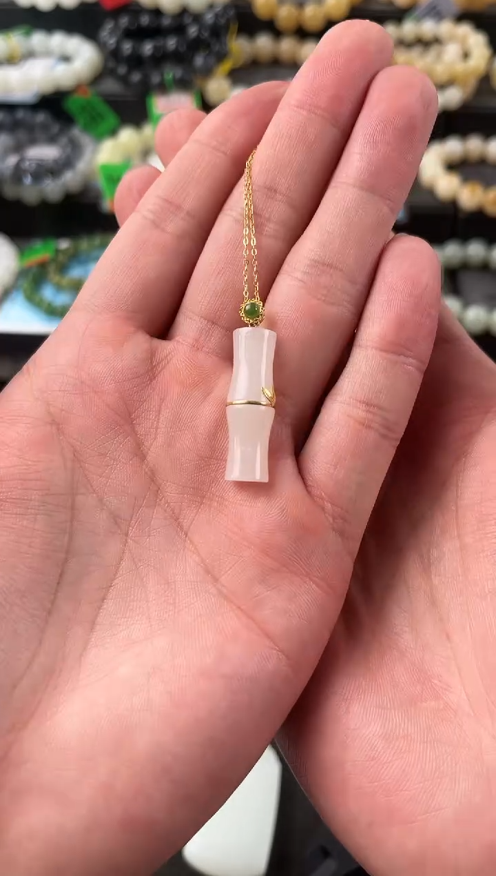 【闪购商品】和田玉吊坠未镶嵌且末天泰白玉竹节吊坠微色差