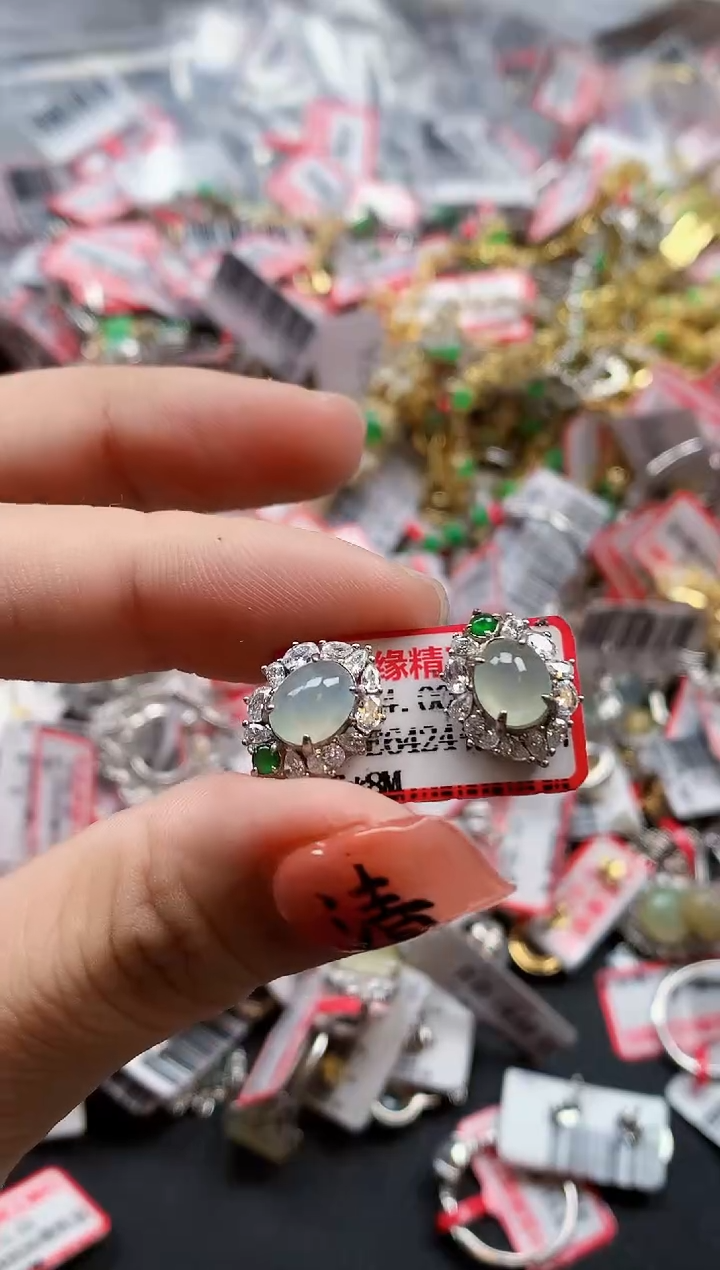 银S925镶嵌戒指翡翠天然A货缅甸翡翠