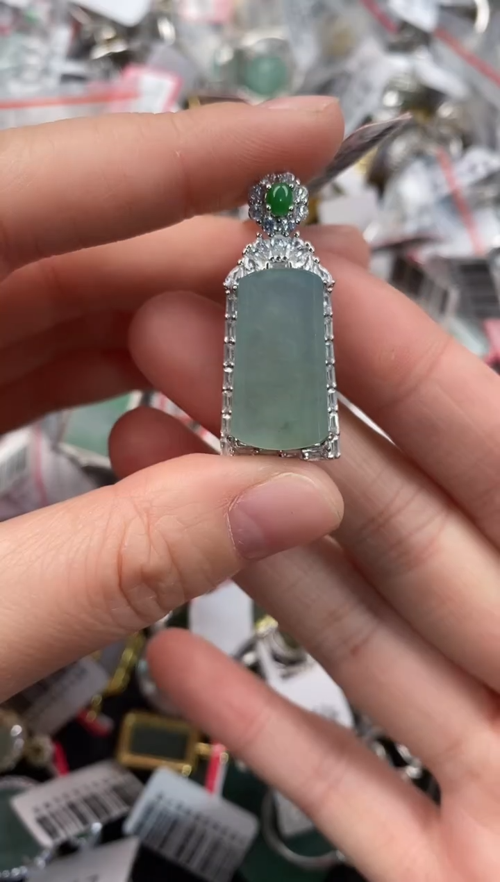 银S925镶嵌戒指翡翠222             71