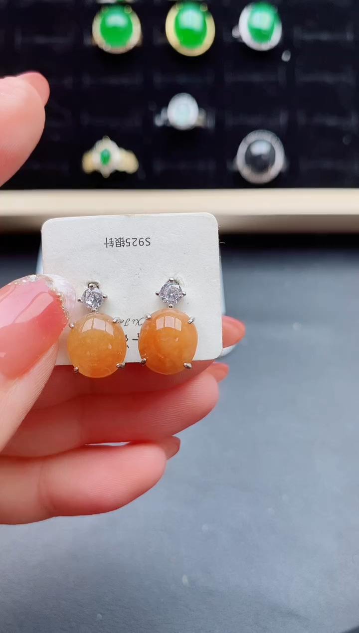【闪购商品】翡翠耳饰银S925镶嵌5080580