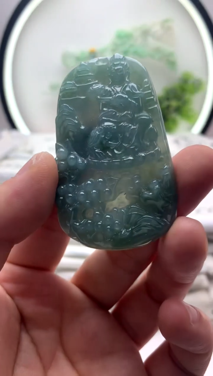 翡翠未镶嵌颈饰普贤