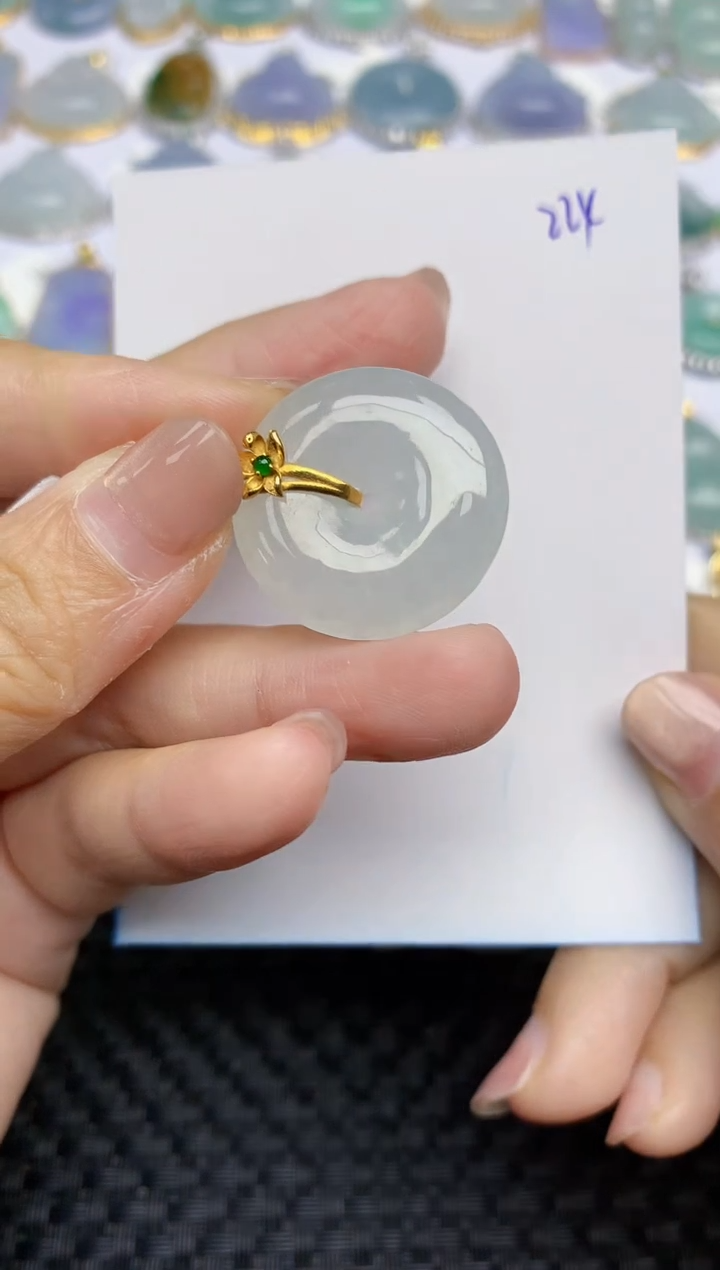 【闪购商品】翡翠颈饰18K金镶嵌天然A货翡翠 224