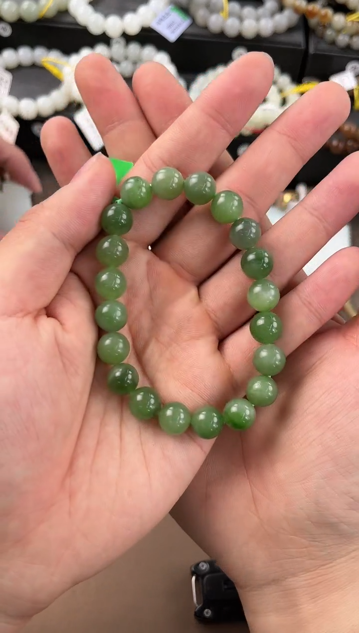 【闪购商品】和田玉未镶嵌手串俄碧手串卡9.5微色差