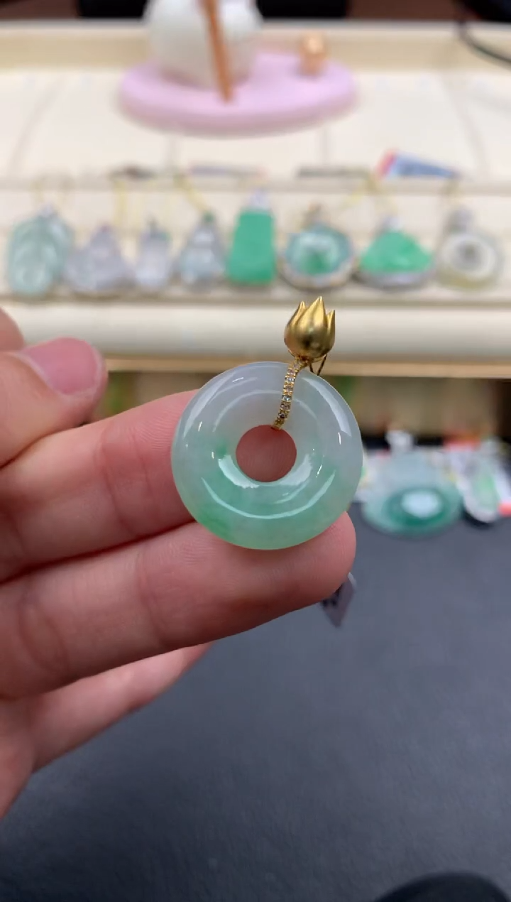 【闪购商品】翡翠颈饰18K金镶嵌A524    