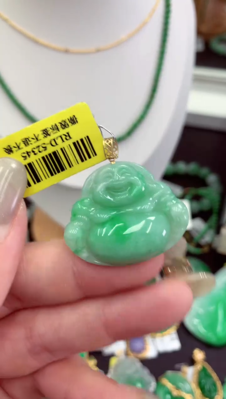 翡翠18K金镶嵌吊坠(不含链)挂件