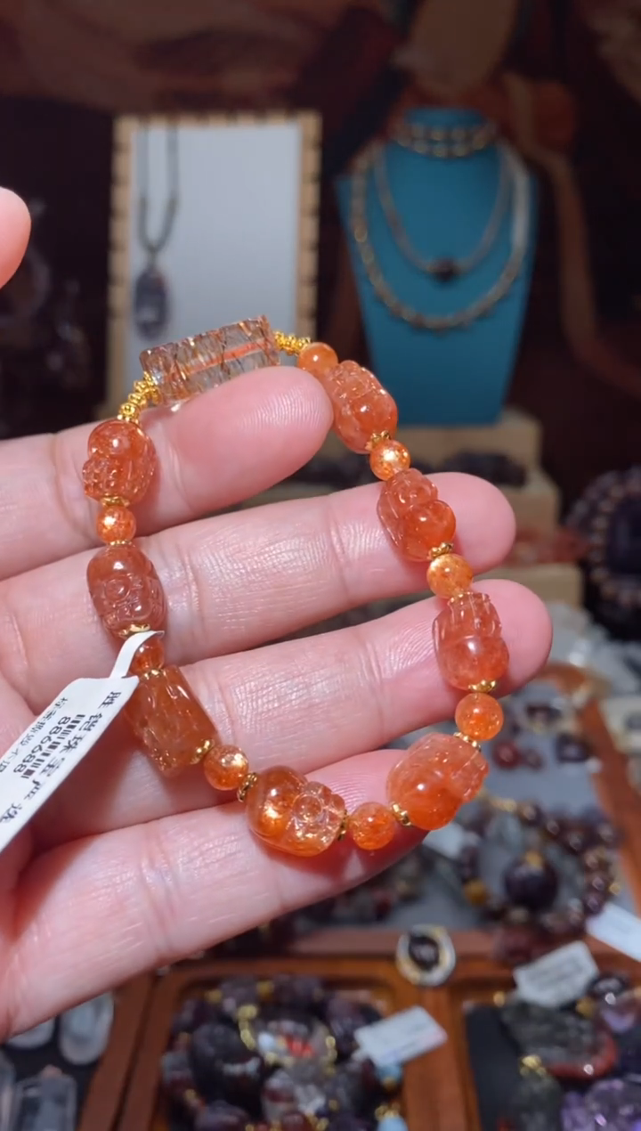 【闪购商品】长石手串未镶嵌金太阳貔貅阵