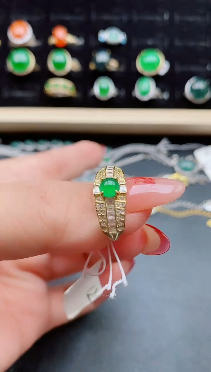 【闪购商品】翡翠戒指银S925镶嵌080550