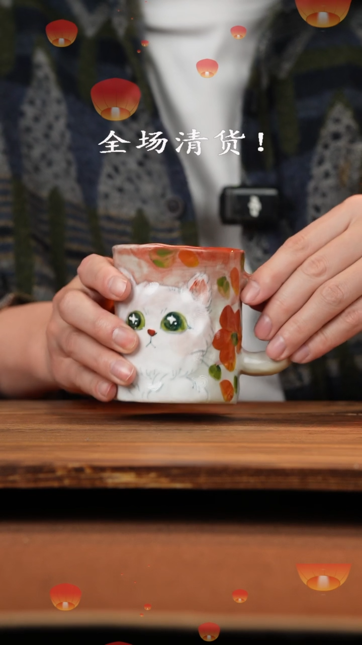 【闪购商品】杯手艺人手绘釉下彩异形器物