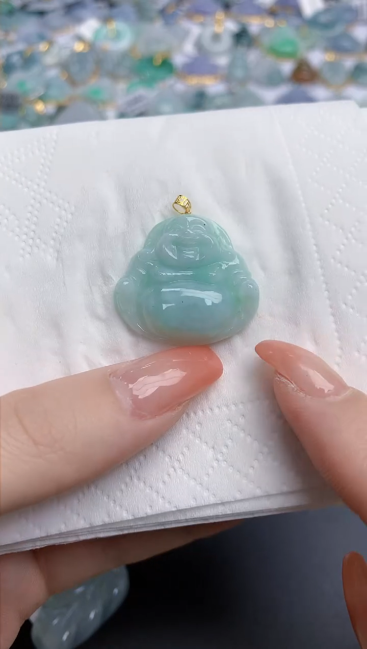 【闪购商品】翡翠颈饰18K金镶嵌天然缅甸翡翠A货