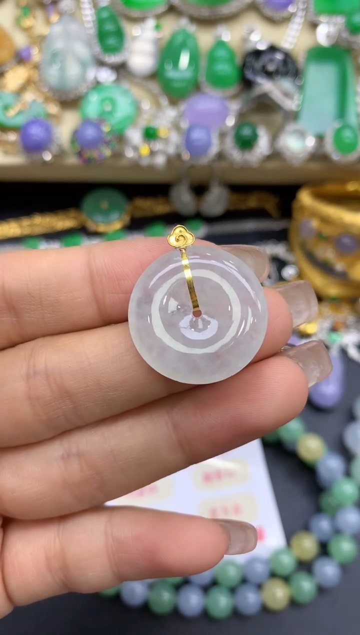 颈饰18K金镶嵌翡翠141-中国好珍宝
