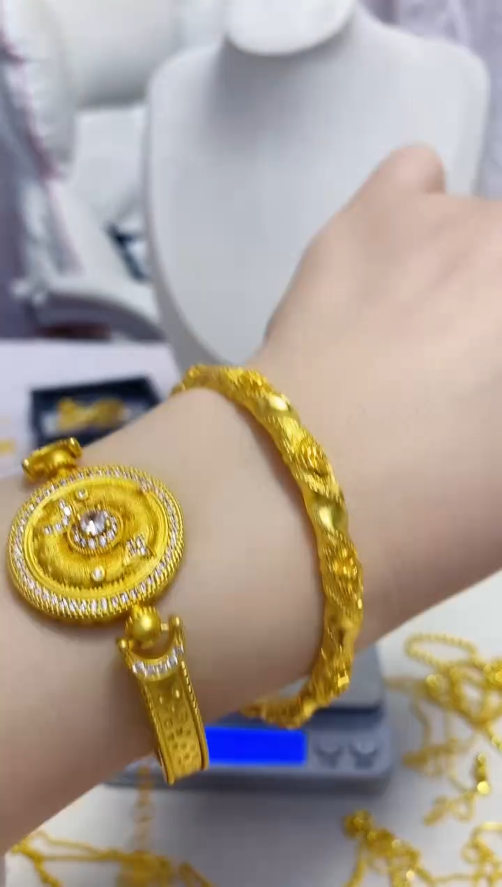 合金无008精雕玫瑰花手镯