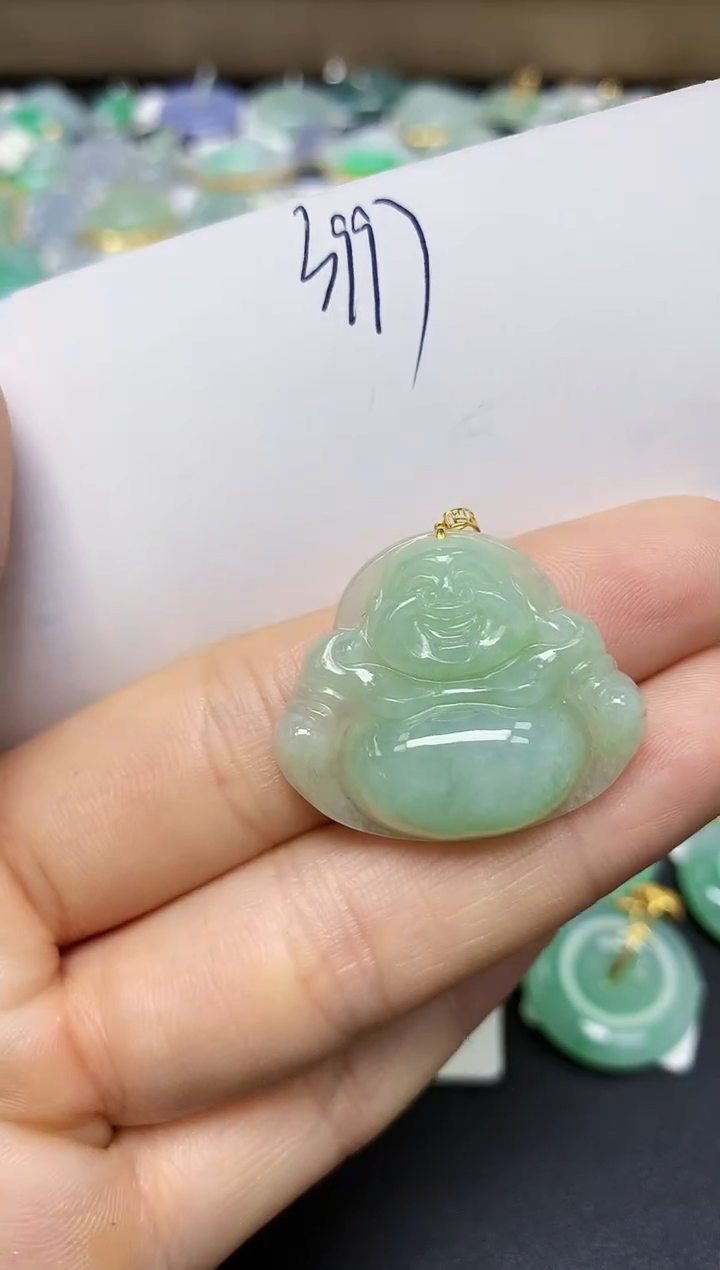 翡翠18K金镶嵌颈饰 天然翡翠A货