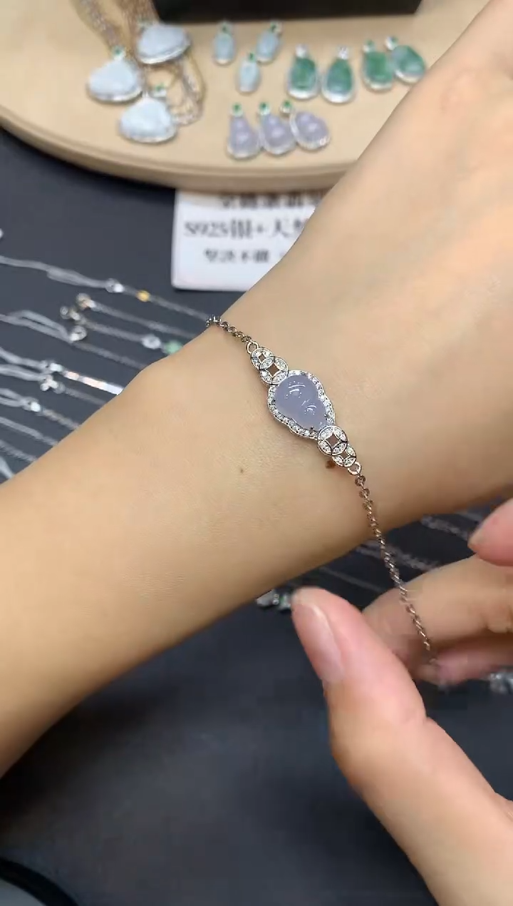 【闪购商品】翡翠手链银S925镶嵌葫芦【无服务费】