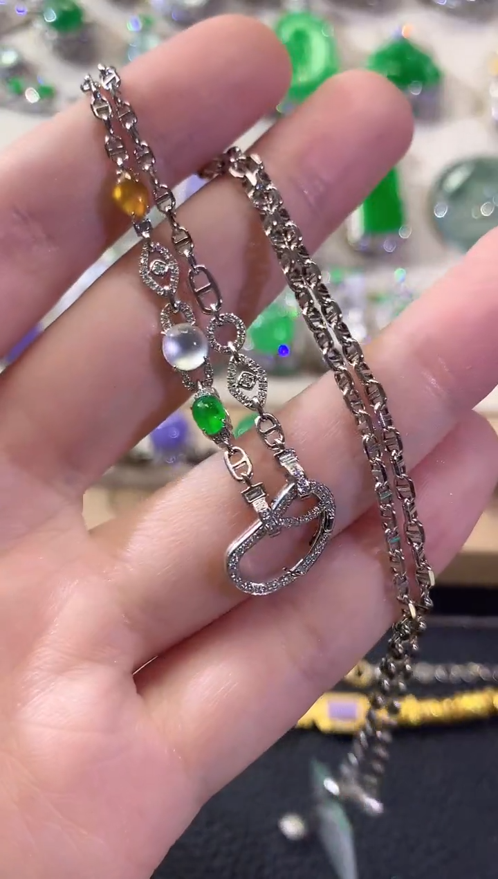 项链18K金镶嵌翡翠冬日珠宝E28