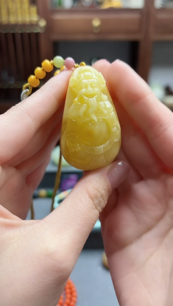 【闪购商品】蜜蜡裸石未镶嵌蜜蜡财神吊坠 DY