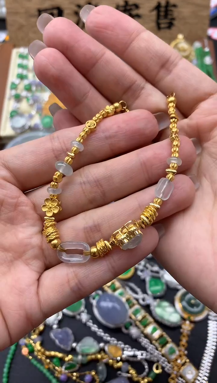 【闪购商品】翡翠手链18K金镶嵌516-中国好珍宝