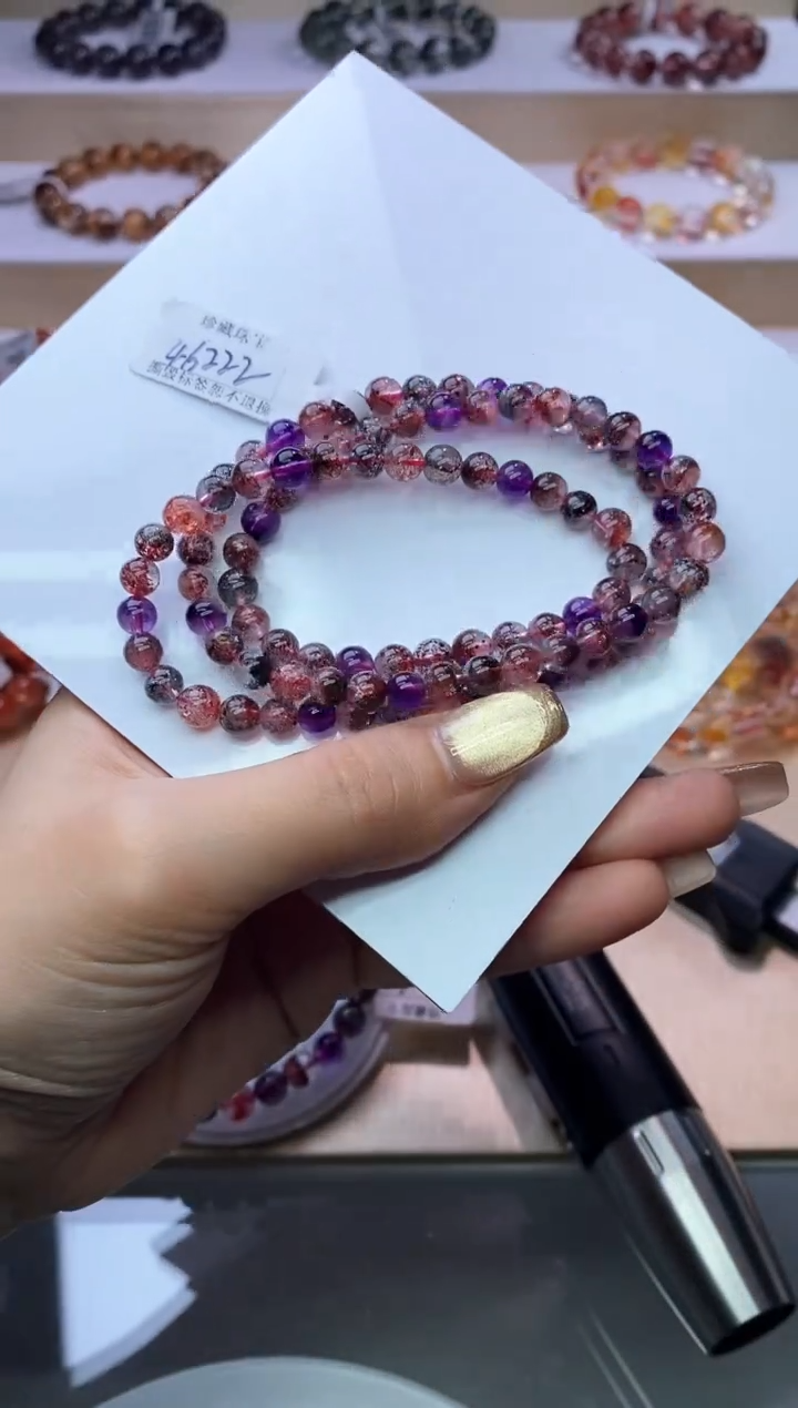 【闪购商品】水晶手链未镶嵌黑加仑超七多圈6m+