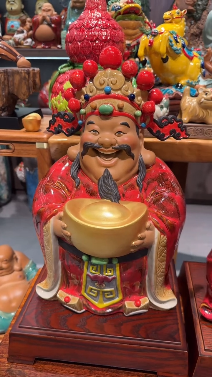 陶瓷郗**贝财神一件