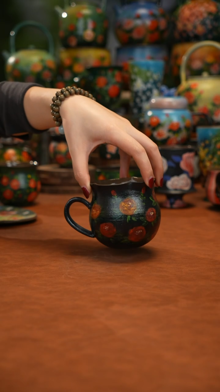 紫砂油画手绘釉下彩