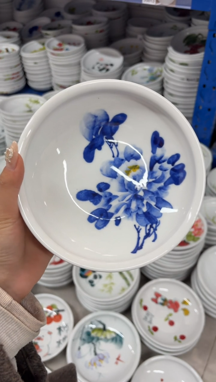 瓷片景德镇高温陶瓷食品级手绘釉中彩-小月亮盘