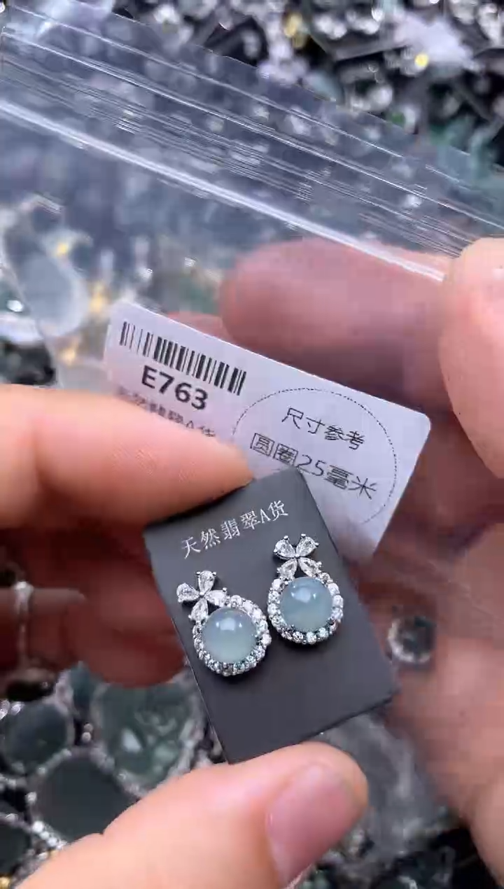 【闪购商品】翡翠颈饰未镶嵌E763耳钉