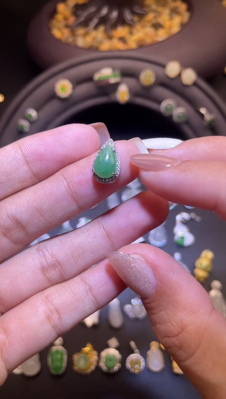 吊坠(不含链)银S925镶嵌翡翠1