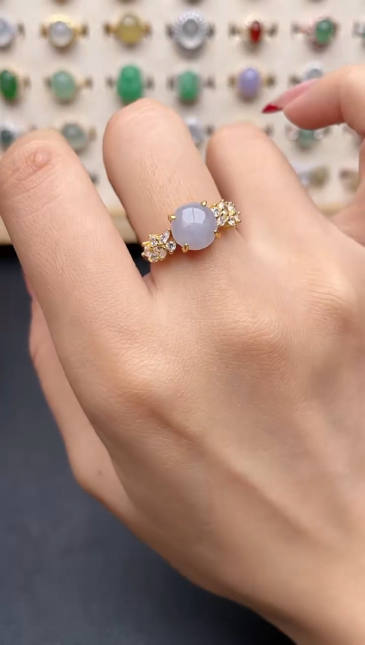 【闪购商品】翡翠戒指银S925镶嵌一物一证一礼盒