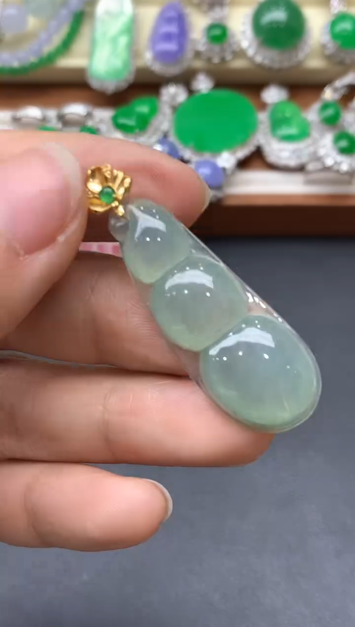 颈饰18K金镶嵌翡翠287-中国好珍宝