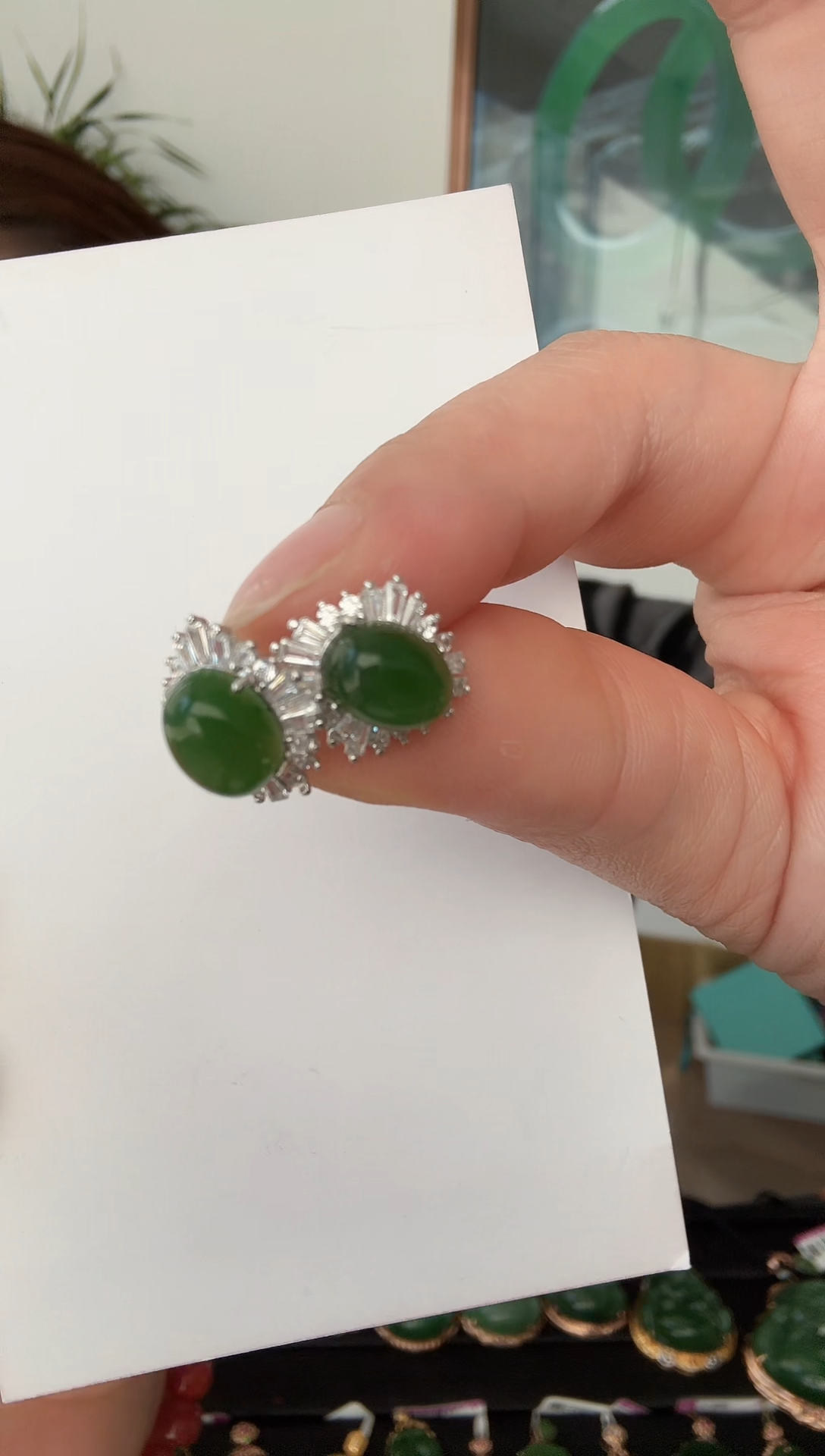 【闪购商品】和田玉w银S925镶嵌耳钉