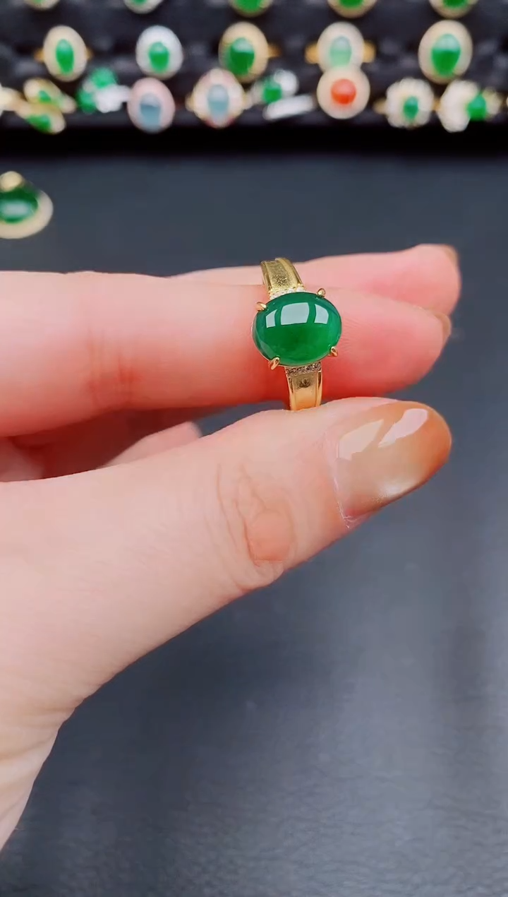 【闪购商品】翡翠戒指银S925镶嵌天然a货翡翠43