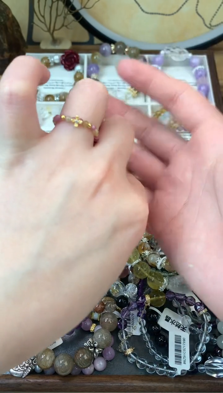 【闪购商品】碧玺戒指银S925镶嵌397手串