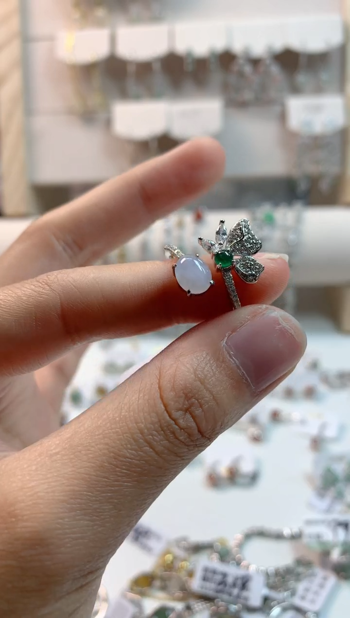 翡翠银S925镶嵌戒指3号